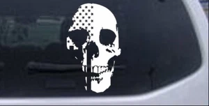 Skull Shadow USA American Flag Vertical Car Truck Window Laptop Decal Sticker - Picture 1 of 32