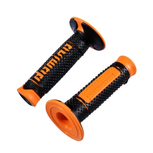 Revetement poignee domino moto off road a260 noir-orange closed end 120mm (paire - Photo 1/1