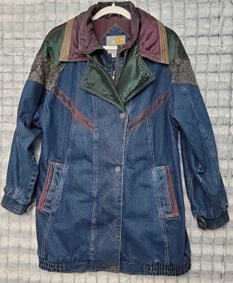 Current Seen Vintage 80's 90's Blue Denim Jacket Women's Large Long Coat Y2K - Image 1 of 4