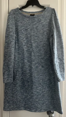 Vestido suéter de felpa francesa para mujer Talbots azul/blanco tinte espacial, talla grande Foto 1 de 4