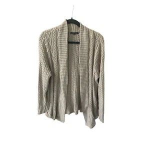 Jeanne Pierre Womens Size XL Tan Beige Open Front Cardigan Sweater Cable Knit Fi - Picture 1 of 5