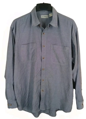 Vintage LL Bean Shirt Mens Sz Large Blue Button Up Made In USA Freeport Maine - Image 1 of 4