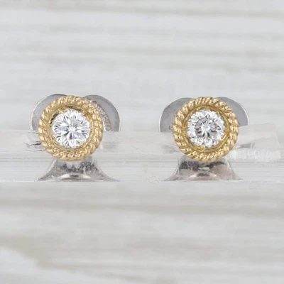 Roberto Coin Cento 0.56ctw VS2 Diamond Stud Earrings 18k Yellow White Gold Studs - Image 1 of 4