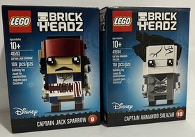 LEGO Brick Headz: 41593 Jack Sparrow & 41594 Captain Armando Salazar Lot Sealed