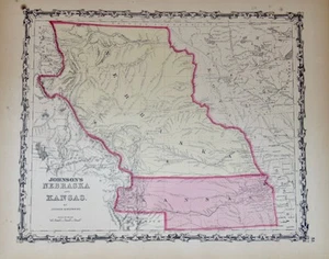 [MAP] Johnson's Nebraska and Kansas Territories (c. 1860) - Picture 1 of 1