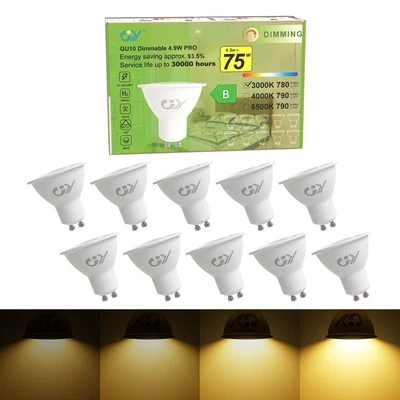 GU10 Led Dimmbar Warmweiss Lampe 4.9W 780 Lumen 3000K Warmweiß Glühbirnen75W ... - Bild 1 von 4