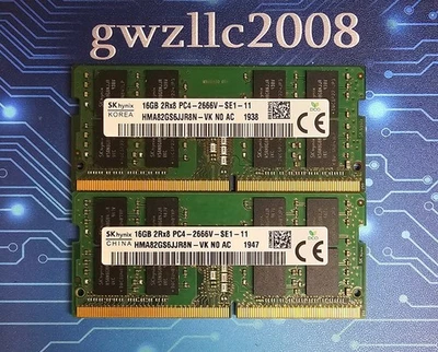 32GB (2x16GB) PC4-21300 DDR4-2666MHz 2Rx8 Non-ECC Hynix HMA82GS6JJR8N-VK #A75 - Image 1 of 2