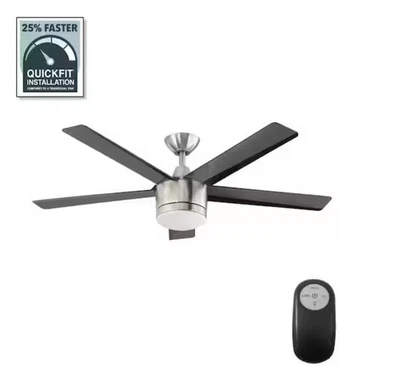Home Decorators Merwry 52 in. LED Indoor Brushed Nickel Ceiling Fan New - Image 1 of 4