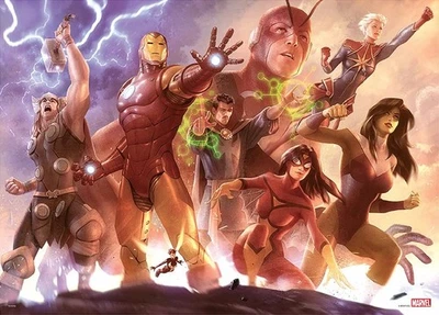 1000 Piece Jigsaw Puzzle MARVEL Avengers Team Iron Man Gyutto Series [Pure White - Image 1 of 4