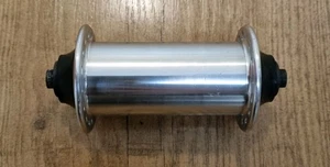 Retro Aluminium Oversized Vorderradnabe (32 Loch) in Aluminium poliert/schwarz GEBRAUCHT - Bild 1 von 12