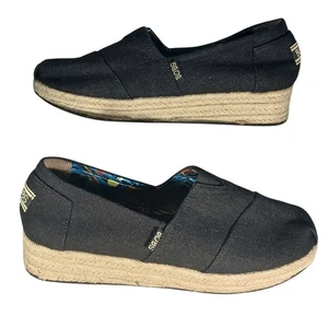 BOBS de Skechers Negro Alpargata Cuña Zapatos Mujer EE. UU. 9.5 Cómodo Informal - Imagen 1 de 8