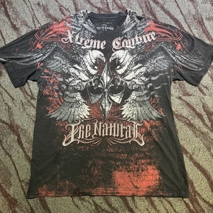 Xtreme Couture Shirt Mens Size 2XL Black Red Graphic Grunge Eagles Affliction - Picture 1 of 8