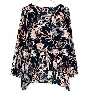 Blusa floral para mujer Juicy Couture talla M rosa/azul usada manga larga Foto 1 de 4