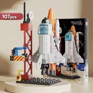 107 Teile Zum Selbermachen Weltraum Rakete Startbasis Bausteine Set Lernspielzeug - Bild 1 von 8
