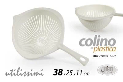 COLINO SCOLAPASTA Setaccio COLAPASTA PLASTICA BIANCO TONDO MULTIUSO 38*25*11CM - Immagine 1 di 2