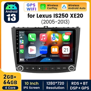For Lexus IS250 IS300 IS350 GPS Navi Android 13 Car Radio Carplay Stereo 2+64GB - Foto 1 di 12