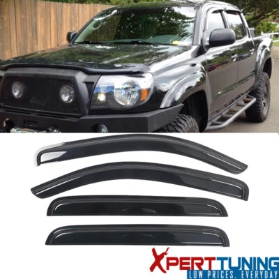 Se adapta a Toyota Tacoma 05-15 doble cabina ventana visera deflector de lluvia 4 piezas acrílico Foto 1 de 4