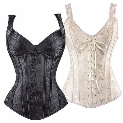 Plus Size Black Steampunk Waist Training Corset Bustier Overbust Top Shaper UK - Image 1 of 4