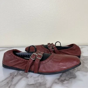 Free People Damen-Ballerinas Größe 9 rostrot Zwillinge Leder Slipper flache Schuhe - Bild 1 von 14