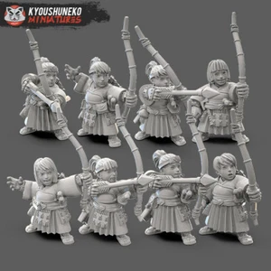 Dwarf Female Samurai Archers x8, DnD RPG Fantasy Dwarf Miniatures, Dwarf Fighter - Picture 1 of 1