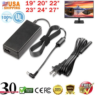 For LG Monitor Power Cord 19V Power Supply LCD LED HD TV Monitor Adapter Cord - Image 1 of 4