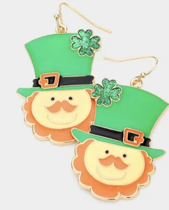 PENDIENTES PERFORADOS COLGANTES DÍA DE SAN PATRICIO SUERTE DEL DUENDE IRLANDÉS - Imagen 1 de 1