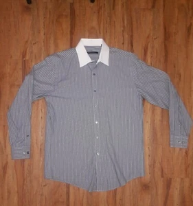 Sean John Shirt Adult Men's 15 1/2 Long Sleeve Gray Striped Casual Button Up - Picture 1 of 5