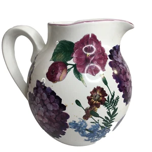 Brocca R B BERNARDA Portogallo vaso acqua ortensia iris floreale 7,5 x 8 pollici vintage - Foto 1 di 10