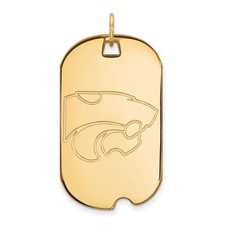 Kansas State University Wildcats Mascot Logo Dog Tag Pendant in 14k Yellow Gold