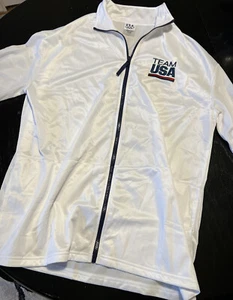 USA Olympic Team USA Track Zip Up Warmup Jacket Adult XL White - Picture 1 of 6