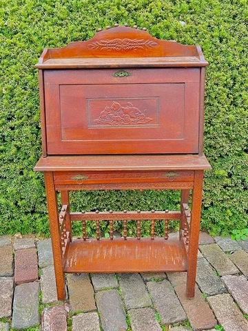 Antique Victorian Drop Leaf CAT DESK On Stand Cover