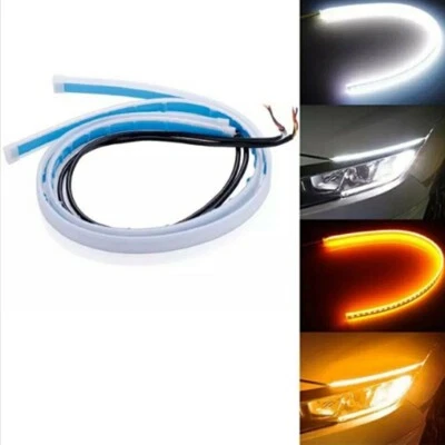 STRISCIA FARO AUTO LED TUBO NEON 12V FLESSIBILE 60CM BIANCO E GIALLO AMBRA 03040 - Immagine 1 di 4