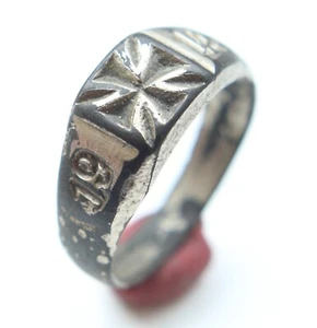 WWI Original German Patriotic Ring With Cross and 1914 Inscription - Picture 1 of 8