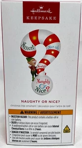 Hallmark 2024 Naughty or Nice Ornament Candy Cane Battery Op Magic Light Sound - Picture 1 of 1