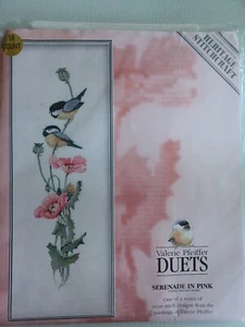 NEW, UNUSED, VALERIE PFEIFFER, DUETS, CROSS STITCH KIT. 'SERENADE IN PINK'. - Picture 1 of 2
