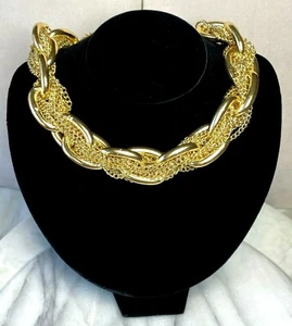 Kenneth Jay Lane Choker Necklace KJL Couture 22K Gold Plated Signed Jewelry New - Picture 1 of 12