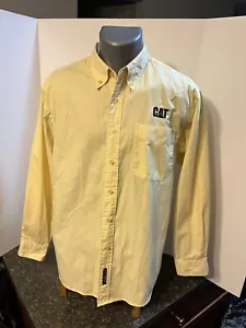 CAT Caterpillar Men's LS Button Down Shirt Yellow Medium Cotton Poly - Picture 1 of 13
