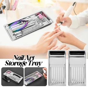 2PZ Piastra Nail Art Acciaio Inox Disinfezione Piatti Stoccaggio Vassoio Strumenti Pulizia - Foto 1 di 12