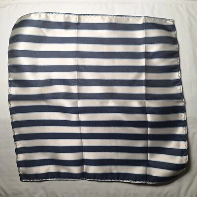 Men's Pocket Square 10" Handkerchief Wedding Fashion Striped White/blue - Image 1 of 4