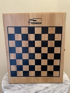 Chess Game Wine Tool Combo Gift Set Corkscrew Bottle Stopper Bamboo Wood Case - Picture 1 of 22