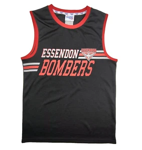 Essendon Bombers Singlet Size Medium AFL Football Adult Black Red Big Logo Gym - Picture 1 of 7