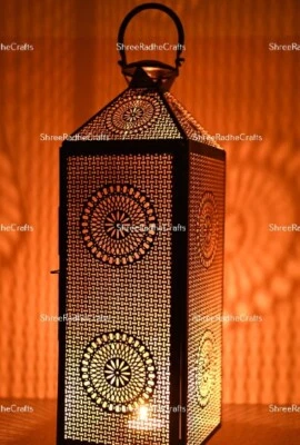 Lámpara de vela marroquí de gran tamaño, pantalla de mesa, lámpara de noche de metal para decoración del hogar Foto 1 de 4