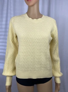 Suéter Club Monaco Chevron Manga Blusa, Amarillo, Talla Mediana - Imagen 1 de 7