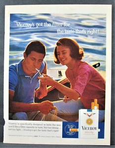 Vintage 1965 Viceroy Cigarettes Magazine Ad Full Page - The Taste That's Right - Picture 1 of 1