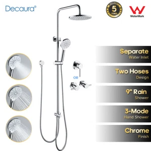 Decaura 9" Rain Shower Head Sliding Rail Set Hose with Shower Mixer Tap WELS - Picture 1 of 28