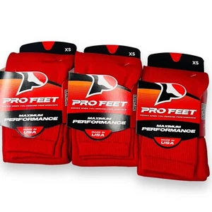 3 Pairs Pro Feet Multi Sport Socks Red Boys Girls NWT Size XS - Picture 1 of 3