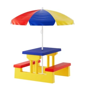 Keezi Kids Outdoor Table and Chairs Set Picnic Bench Umbrella Children Indoor - Picture 1 of 7