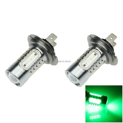 2x Green AUTO H7 Turn Lamp Fog Light 5 Emitters COB SMD LED IEC7004-5-4 H158 - Image 1 of 4