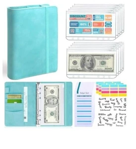 Budget Binder with Zipper Envelopes A6 Organizer for Budgeting green Leather - Picture 1 of 1