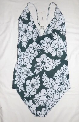 NUEVO CON ETIQUETAS Mikoh Las Pamas Clásico Entrecruzado Una Pieza Floral Verde Blanco Descarado Pequeño Foto 1 de 4